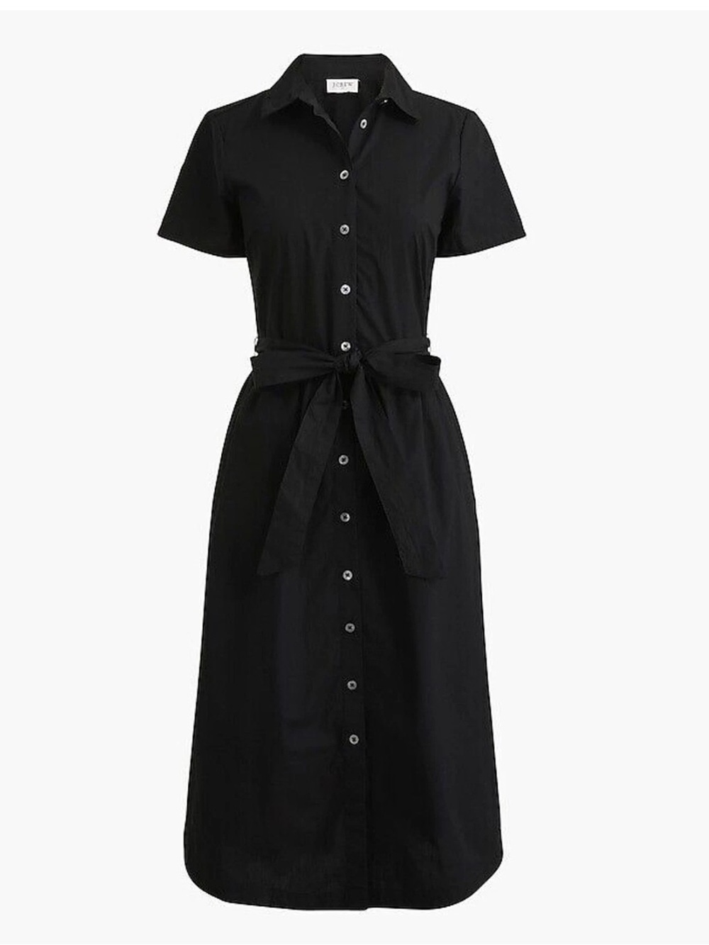 J Crew Factory NWT Short Sleeve Midi Shirtdress With pockets Size 10 in Black